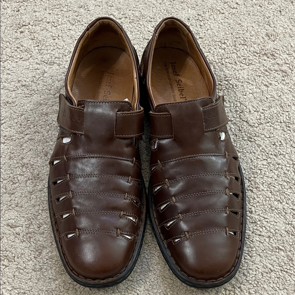 Josef Seibel Men's Dark Brown Leather Sandals